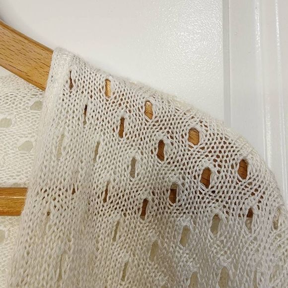 Time and Tru Women's Open Front Sweater Cardigan Acrylic Cream Juniors - Picture 4 of 5